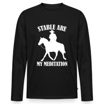 Stable Are My Meditation - - Männer Premium Bio Langarmshirt - Schwarz - Vorne - Nico (187cm)