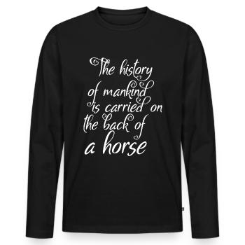 The history of Manking will be on the back of a - Men's Premium Organic Long Sleeve Shirt - black - Front - Nico (187cm)