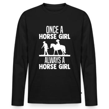Une fois une fille de cheval, toujours une fille de cheval - T-shirt manches longues Premium bio Homme - noir - Devant - Nico (187cm)