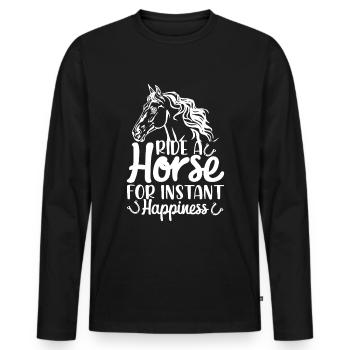 Ride a horse for instant happiness - (2) - Men's Premium Organic Long Sleeve Shirt - black - Front - Nico (187cm)