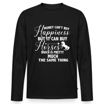 L’argent ne peut pas acheter le bonheur, mais il peut acheter des chevaux - T-shirt manches longues Premium bio Homme - noir - Devant - Nico (187cm)