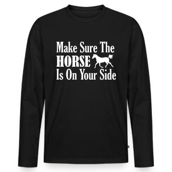 Assurez-vous que le cheval est de votre côté - T-shirt manches longues Premium bio Homme - noir - Devant - Nico (187cm)