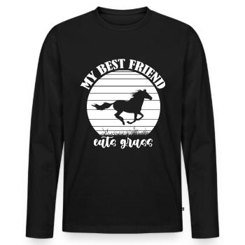 Mein bester Freund frisst Gras - - Männer Premium Bio Langarmshirt - Schwarz - Vorne - Nico (187cm)