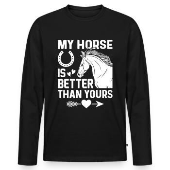 Mein Pferd ist besser als deins - (2) - Männer Premium Bio Langarmshirt - Schwarz - Vorne - Nico (187cm)