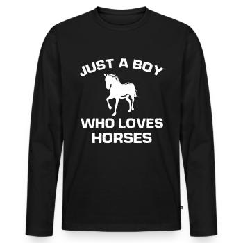 Nur ein Junge, der Pferde liebt - (2) - Männer Premium Bio Langarmshirt - Schwarz - Vorne - Nico (187cm)