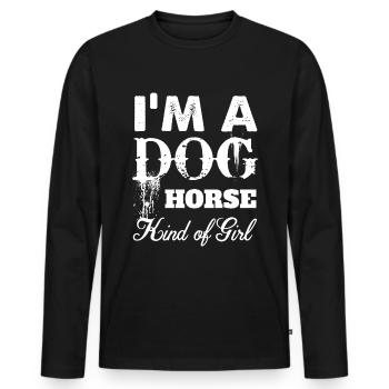 I am a dog-horse girl - - Men's Premium Organic Long Sleeve Shirt - black - Front - Nico (187cm)