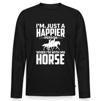 Je suis juste une personne plus heureuse quand je - T-shirt manches longues Premium bio Homme - noir - Devant - Nico (187cm)