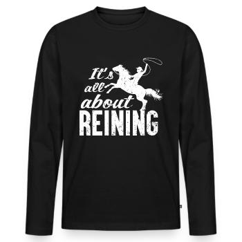 Il s’agit de Reining - - T-shirt manches longues Premium bio Homme - noir - Devant - Nico (187cm)