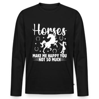 Horses make me happy you not so much 1 - - Men's Premium Organic Long Sleeve Shirt - black - Front - Nico (187cm)
