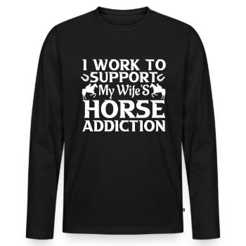 Je travaille pour prévenir la dépendance au cheval de ma femme - T-shirt manches longues Premium bio Homme - noir - Devant - Nico (187cm)
