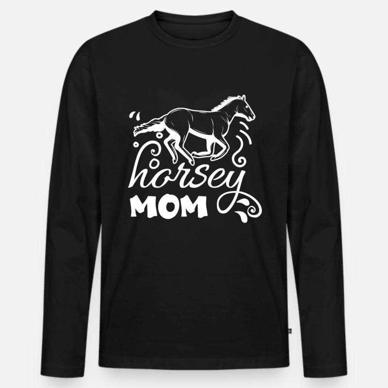 Pferdchen-Mama 1 - - Männer Premium Bio Langarmshirt - Schwarz