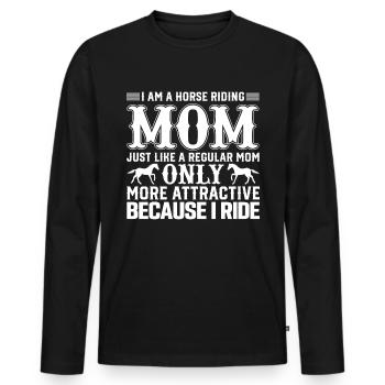 Je suis une mère d’équitation, comme un courage normal - T-shirt manches longues Premium bio Homme - noir - Devant - Nico (187cm)