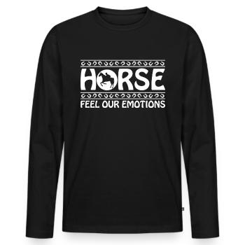 Horses feel our emotions - - Men's Premium Organic Long Sleeve Shirt - black - Front - Nico (187cm)