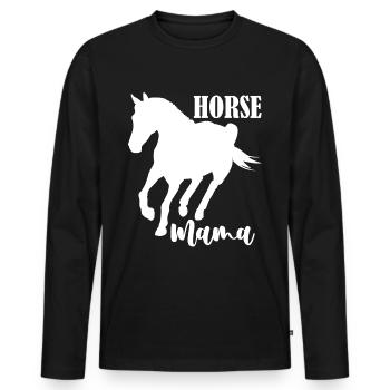 Pferd Mama - - Männer Premium Bio Langarmshirt - Schwarz - Vorne - Nico (187cm)