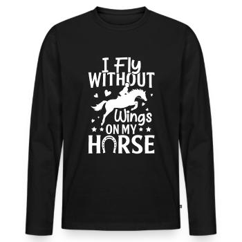 Je vole sans ailes sur mon cheval - (2) - T-shirt manches longues Premium bio Homme - noir - Devant - Nico (187cm)