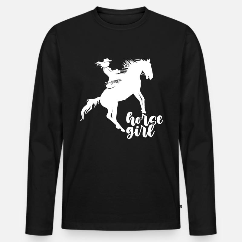 Pferd Mädchen - - Männer Premium Bio Langarmshirt - Schwarz