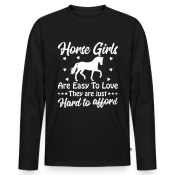 Pferdemädchen sind leicht zu lieben, sie sind nur - Männer Premium Bio Langarmshirt - Schwarz - Vorne - Nico (187cm)