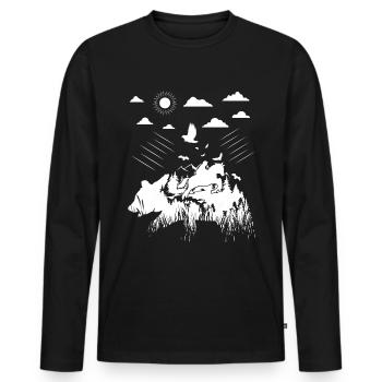 Riding Bear - - Men's Premium Organic Long Sleeve Shirt - black - Front - Nico (187cm)