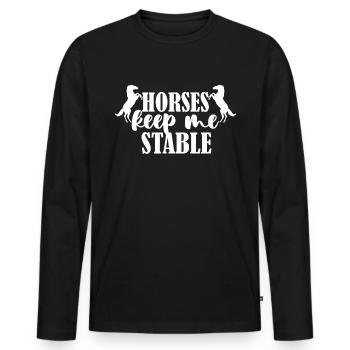 Les chevaux me gardent dans l’écurie 1 - - T-shirt manches longues Premium bio Homme - noir - Devant - Nico (187cm)