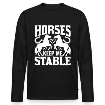 Les chevaux me gardent dans l’écurie 2 - - T-shirt manches longues Premium bio Homme - noir - Devant - Nico (187cm)