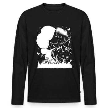 Fille Cheval - - T-shirt manches longues Premium bio Homme - noir - Devant - Nico (187cm)