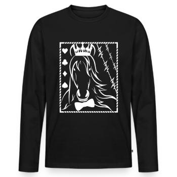 Cheval- - T-shirt manches longues Premium bio Homme - noir - Devant - Nico (187cm)