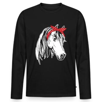 Pferd 4 - - Männer Premium Bio Langarmshirt - Schwarz - Vorne - Nico (187cm)