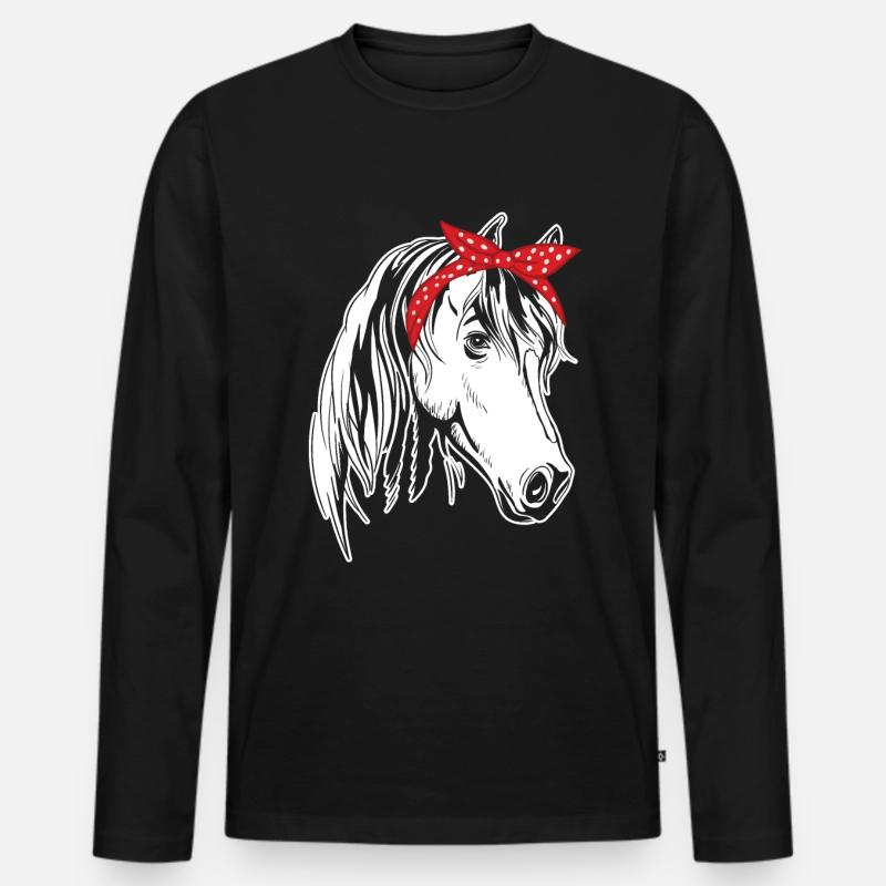 Pferd 4 - - Männer Premium Bio Langarmshirt - Schwarz