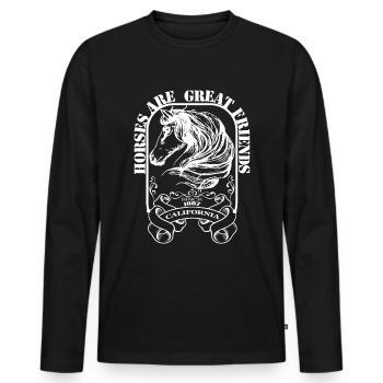 Les chevaux sont de bons amis - - T-shirt manches longues Premium bio Homme - noir - Devant - Nico (187cm)