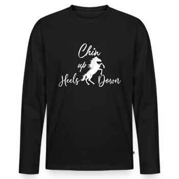 Chin up, heels down - - Men's Premium Organic Long Sleeve Shirt - black - Front - Nico (187cm)