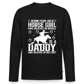 Behind every big horse girl 1 - - Men's Premium Organic Long Sleeve Shirt - black - Front - Nico (187cm)