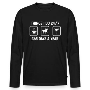 Je pense que je fais 24-7 365 jours par an - vin - - T-shirt manches longues Premium bio Homme - noir - Devant - Nico (187cm)