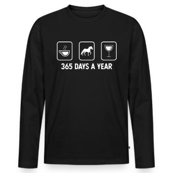 365 jours par an - Vin - Cheval - - T-shirt manches longues Premium bio Homme - noir - Devant - Nico (187cm)