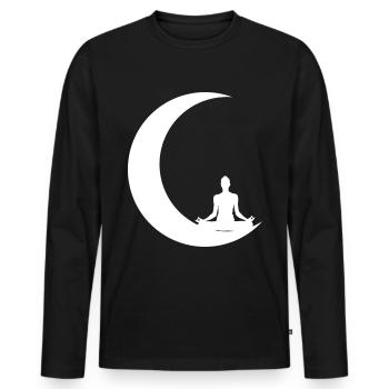 Crescent Moon - Yoga - - Men's Premium Organic Long Sleeve Shirt - black - Front - Nico (187cm)