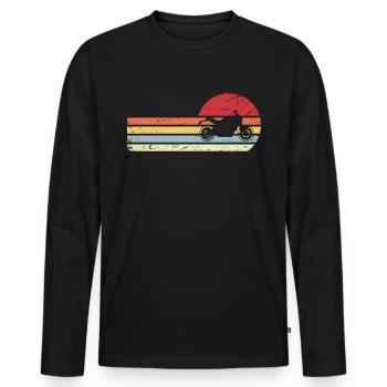 Sonne und Retro-Linien - Motorrad - - Männer Premium Bio Langarmshirt - Schwarz - Vorne - Nico (187cm)