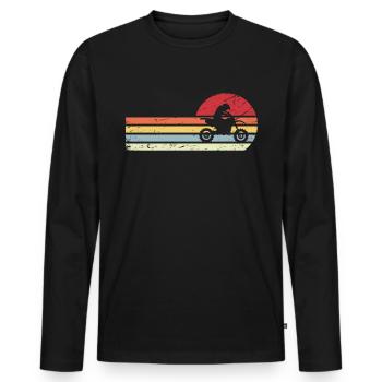 Sonne und Retro-Linien - Kerl Motorrad - - Männer Premium Bio Langarmshirt - Schwarz - Vorne - Nico (187cm)
