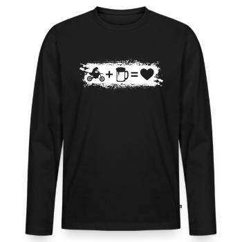 Grunge rectangle - coeur - bière - Mec Moto - - T-shirt manches longues Premium bio Homme - noir - Devant - Nico (187cm)