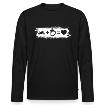 Grunge-Rechteck - Herz - Bier - Motorrad - Grunge- - Männer Premium Bio Langarmshirt - Schwarz - Vorne - Nico (187cm)