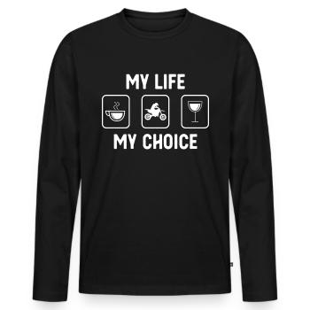 My Life My Choice - Wine - Guy Motorcycle - - Men's Premium Organic Long Sleeve Shirt - black - Front - Nico (187cm)