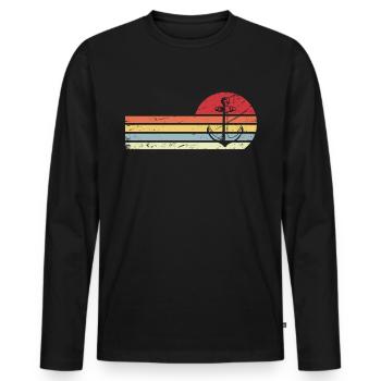 Sun and Retro Lines - Anchor - - Men's Premium Organic Long Sleeve Shirt - black - Front - Nico (187cm)