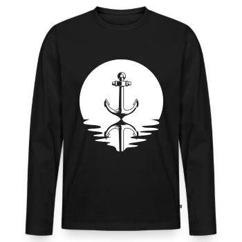 Kreis und Reflexion - Anker - - Männer Premium Bio Langarmshirt - Schwarz - Vorne - Nico (187cm)