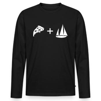 Pizza - Segeln - - Männer Premium Bio Langarmshirt - Schwarz - Vorne - Nico (187cm)