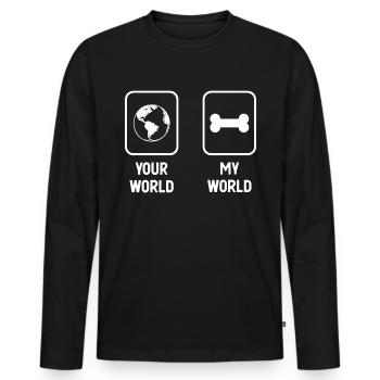 Deine Welt Meine Welt - Hundeknochen - - Männer Premium Bio Langarmshirt - Schwarz - Vorne - Nico (187cm)