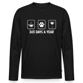 365 jours par an - Vin - Patte de chien - - T-shirt manches longues Premium bio Homme - noir - Devant - Nico (187cm)