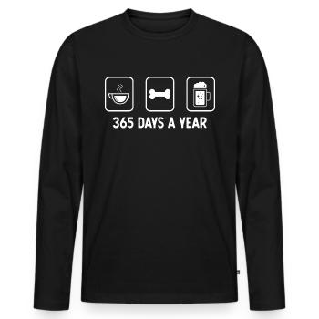 365 Tage im Jahr - Bier - Hundeknochen - - Männer Premium Bio Langarmshirt - Schwarz - Vorne - Nico (187cm)
