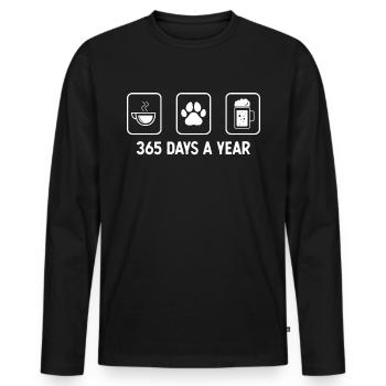 365 Tage im Jahr - Bier - Hundepfote - - Männer Premium Bio Langarmshirt - Schwarz - Vorne - Nico (187cm)