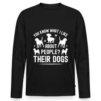 Du weißt, was ich an Menschen und ihren Hunden mag - Männer Premium Bio Langarmshirt - Schwarz - Vorne - Nico (187cm)