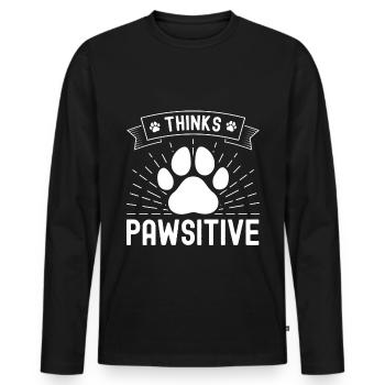 Pense Pawsitive - T-shirt manches longues Premium bio Homme - noir - Devant - Nico (187cm)