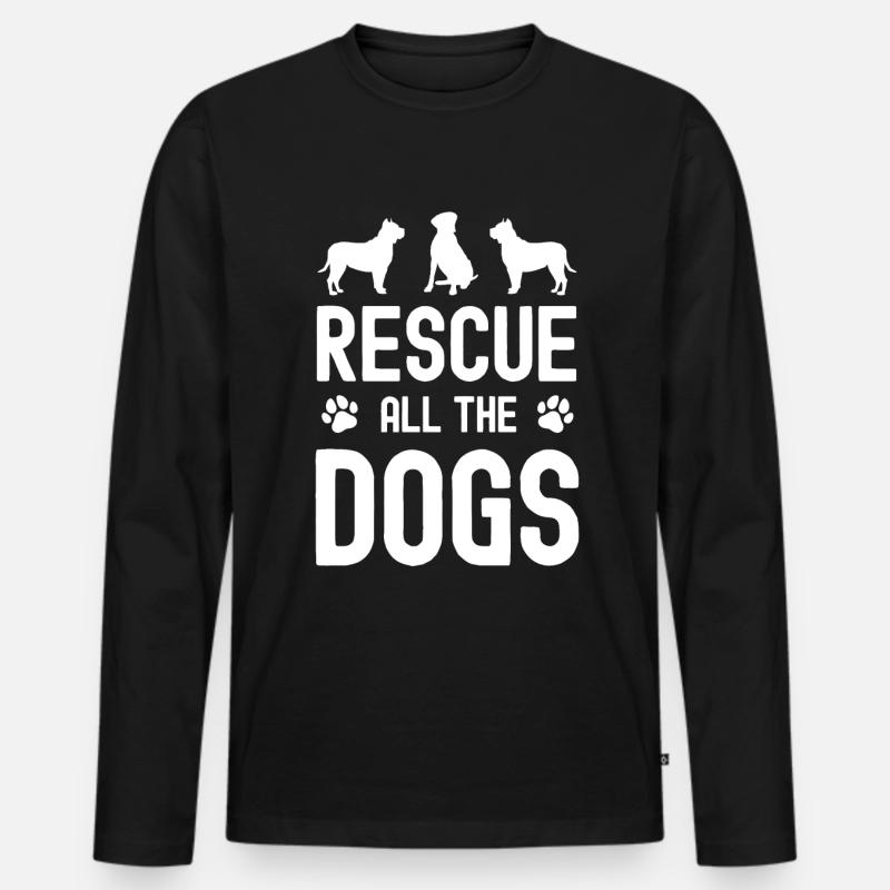 Rette alle Hunde - Männer Premium Bio Langarmshirt - Schwarz