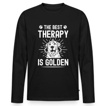 The best therapy is gold - Men's Premium Organic Long Sleeve Shirt - black - Front - Nico (187cm)